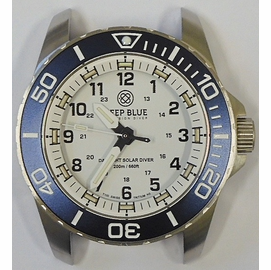 DAYNIGHT 43MM DIVER SOLAR POWERED STAINLESS STEEL CASE TRITIUM WATCH - DARK BLUE BEZEL � WHITE DIAL- BRACELET