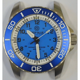 DAYNIGHT 43MM DIVER SOLAR POWERED STAINLESS STEEL CASE TRITIUM WATCH - LIGHT BLUE BEZEL �MIAMI BLUE DIAL- BRACELET