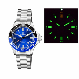 DAYNIGHT 45  TRITDIVER T-100 AUTOMATIC BLACK/BLUE BEZEL- DARK BLUE DIAL