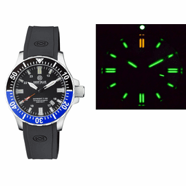 DAYNIGHT 45 TRITDIVER T-100 AUTOMATIC BLACK/BLUE CERAMIC BEZEL - BLACK DIAL
