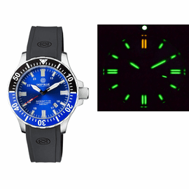 DAYNIGHT 45 TRITDIVER T-100 AUTOMATIC BLACK/BLUE CERAMIC BEZEL - DARK BLUE DIAL