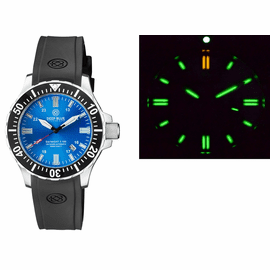 DAYNIGHT 45 TRITDIVER T-100 AUTOMATIC BLACK CERAMIC BEZEL - LIGHT BLUE DIAL
