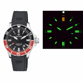 DAYNIGHT 45 TRITDIVER T-100 AUTOMATIC BLACK/RED CERAMIC BEZEL - BLACK DIAL