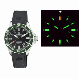 DAYNIGHT 45 TRITDIVER T-100 AUTOMATIC GREEN CERAMIC BEZEL - BLACK DIAL