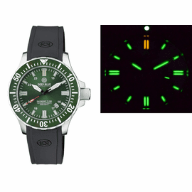 DAYNIGHT 45 TRITDIVER T-100 AUTOMATIC GREEN CERAMIC BEZEL - GREEN DIAL