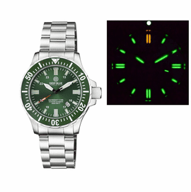 DAYNIGHT 45 TRITDIVER T-100 TRITIUM TUBES  AUTOMATIC GREEN  BEZEL- GREEN  DIAL