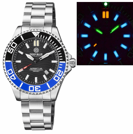 DAYNIGHT COMMANDER T-100 AUTOMATIC BLACK/BLUE BEZEL - BLACK DIAL BRACELET