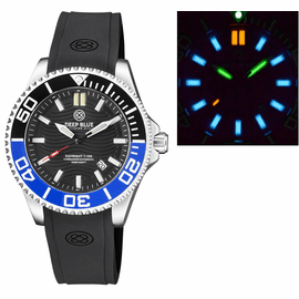DAYNIGHT COMMANDER T-100 AUTOMATIC BLACK/BLUE BEZEL  BLACK DIAL STRAP