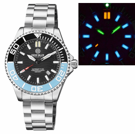 DAYNIGHT COMMANDER T-100 AUTOMATIC BLACK/ICE BLUE BEZEL - BLACK DIAL BRACELET
