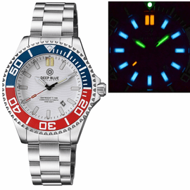 DAYNIGHT COMMANDER T-100 AUTOMATIC BLUE/RED BEZEL - WHITE  DIAL BRACELET