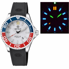 DAYNIGHT COMMANDER T-100 AUTOMATIC BLUE/RED BEZEL - WHITE  DIAL STRAP