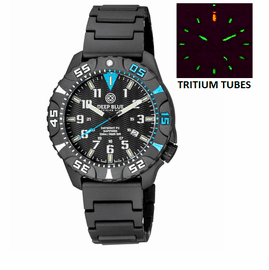 DAYNIGHT DIVER PC TRITIUM WATCH BLACK/BLUE BEZEL - BLACK DIAL BRACELET