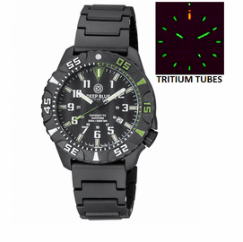 DAYNIGHT DIVER PC TRITIUM WATCH BLACK/GREEN BEZEL - BLACK DIAL BRACELET