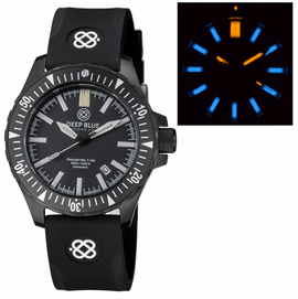 DAYNIGHT MIL T-100 TRITIUM BLUE FLAT TUBES- BLACK PVD CASE /BLACK DIAL