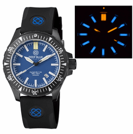 DAYNIGHT MIL T-100 TRITIUM BLUE TUBES- BLACK PVD CASE / BLUE DIAL