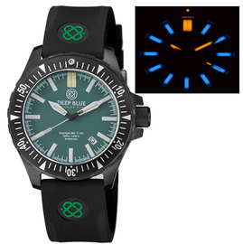DAYNIGHT MIL T-100 TRITIUM BLUE  TUBES- BLACK PVD CASE /  GREEN DIAL