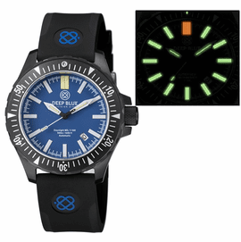DAYNIGHT MIL T-100 TRITIUM GREEN FLAT TUBES- BLACK PVD CASE / BLUE DIAL