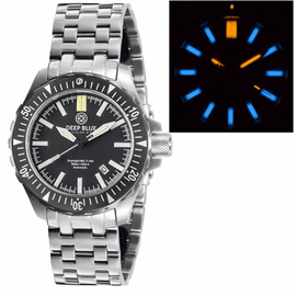 DAYNIGHT MIL T100  TRITIUM BLUE FLAT TUBES- BLACK DIAL BRACELET