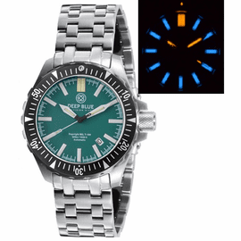 DAYNIGHT MIL T100  TRITIUM BLUE FLAT TUBES- GREEN DIAL BRACELET