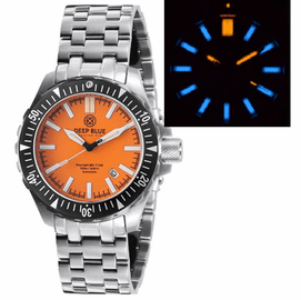 DAYNIGHT MIL T100  TRITIUM BLUE FLAT TUBES- ORANGE DIAL BRACELET