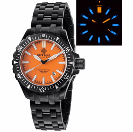 DAYNIGHT MIL T100  TRITIUM BLUE FLAT TUBES - PVD CASE /  ORANGE DIAL BRACELET