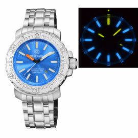 DAYNIGHT OPS PRO TRITIUM TUBES AUTOMATIC 46MM STAINLESS STEEL BEZEL LIGHT BLUE  DIAL - BRACELET - BLUE/YELLOW TRITIUM TUBES