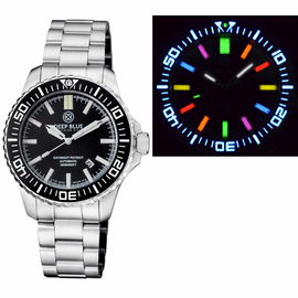  DAYNIGHT PATRIOT  BLACK CERAMIC BEZEL - BLACK DIAL  7 COLOR TRITIUM TUBES BRACELET