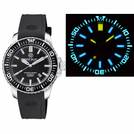 DAYNIGHT PATRIOT  BLACK CERAMIC BEZEL - BLACK DIAL - BLUE/YELLOW TUBES STRAP