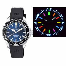 DAYNIGHT PATRIOT  BLACK CERAMIC BEZEL - DARK BLUE DIAL - 7 COLOR TUBES STRAP