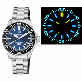 DAYNIGHT PATRIOT  BLACK CERAMIC BEZEL - DARK BLUE DIAL - BLUE/YELLOW TUBES BRACELET