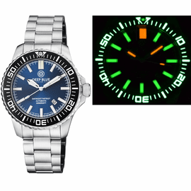 DAYNIGHT PATRIOT  BLACK CERAMIC BEZEL - DARK BLUE DIAL - GREEN/ORANGE TUBES BRACELET