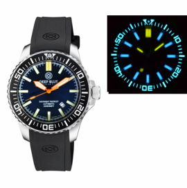 DAYNIGHT PATRIOT  BLACK CERAMIC BEZEL - ORANGE HANDS - DARK BLUE DIAL - BLUE/YELLOW TUBES STRAP