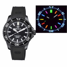 DAYNIGHT PATRIOT PVD BLACK CASE  BLACK CERAMIC BEZEL - BLACK DIAL  7 COLOR TRITIUM TUBES STRAP