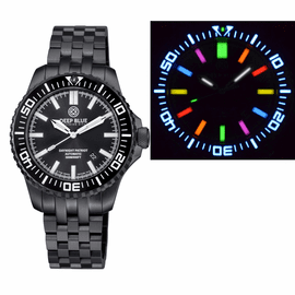 DAYNIGHT PATRIOT PVD CASE  BLACK CERAMIC BEZEL - BLACK DIAL  7 COLOR TRITIUM TUBES ENGINEER BRACELET