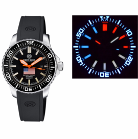 DAYNIGHT PATRIOT USA  SS CASE TRITIUM TUBES T-100 ORANGE HANDS USA FLAG RED,WHITE, BLUE TRITIUM TUBES T-100 STRAP