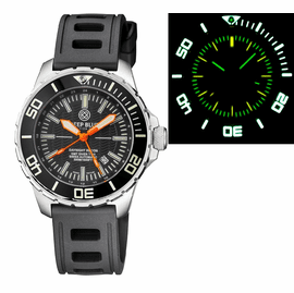 DAYNIGHT RECON GMT 2893 SWISS AUTOMATIC TRITIUM T-100 BLACK CERAMIC BEZEL - BLACK DIAL  68 TRITIUM TUBES NATURAL RUBBER STRAP