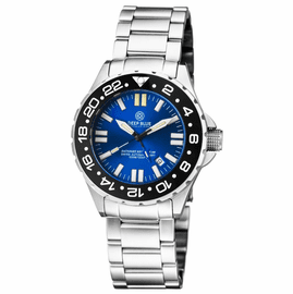 DAYNIGHT RESCUE GMT T-100 SWISS AUTO SELLITA SW-330-1 BLACK BEZEL/BLUE DIAL/WHITE HANDS