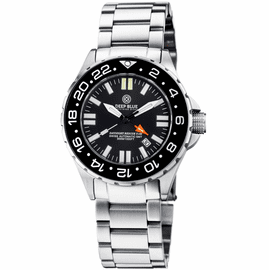 DAYNIGHT RESCUE GMT T-100 SWISS AUTOMATIC ETA 2893-2 BLACK BEZEL- BLACK DIAL WHITE HANDS