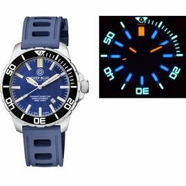 DAYNIGHT SCUBA TRITIUM T-100  SWISS AUTOMATIC DARK BLUE DIAL NATURAL RUBBER STRAP 