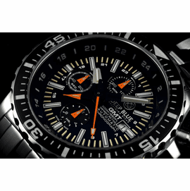 DAYNIGHT  T-100 GMT AUTO CHRONOGRAPH  SWISS MADE BLACK
