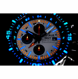 DAYNIGHT T-100 GMT AUTO CHRONOGRAPH -SWISS MADE WHITE/BLUE