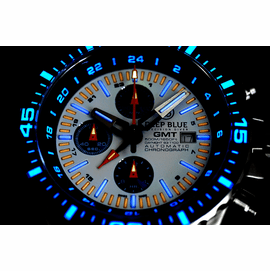 DAYNIGHT T-100 GMT AUTO CHRONOGRAPH -SWISS MADE WHITE/BLUE