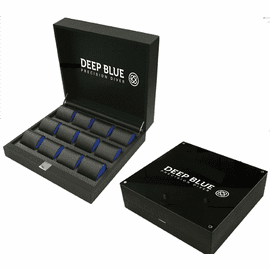 Deep Blue 12 Slot Collectors Case with hinged Cover