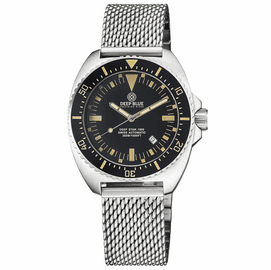 DEEP STAR 1000 EXPEDITION SWISS AUTOMATIC BLACK CERAMIC BEZEL - BLACK VINTAGE  DIAL BRACELET 