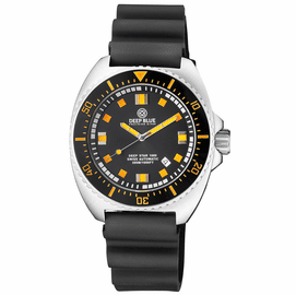 DEEP STAR 1000 VINTAGE SWISS AUTOMATIC BLACK CERAMIC BEZEL - BLACK ORANGE DIAL STRAP