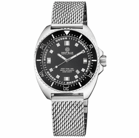 DEEP STAR 1000 VINTAGE SWISS AUTOMATIC BLACK CERAMIC BEZEL - BLACK WHITE DIAL BRACELET 