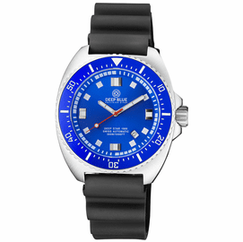 DEEP STAR 1000 VINTAGE SWISS AUTOMATIC BLUE CERAMIC BEZEL - BLUE DIAL STRAP