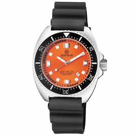 DEEP STAR 1000 VINTAGE SWISS AUTOMATIC ORANGE CERAMIC BEZEL - ORANGE DIAL STRAP