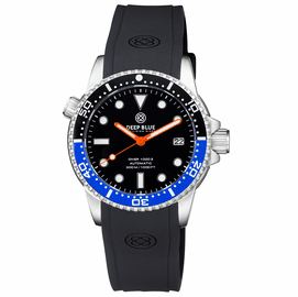 DIVER 1000 II 40MM AUTOMATIC DIVER BLACK/BLUE CERAMIC BEZEL -BLACK SUNRAY DIAL ORANGE HANDS