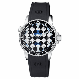 DIVER 1000 II 40MM AUTOMATIC DIVER BLACK CERAMIC BEZEL &#65533; BLACK / WHITE CHECKER  DIAL BLUE SECOND HAND STRAP 